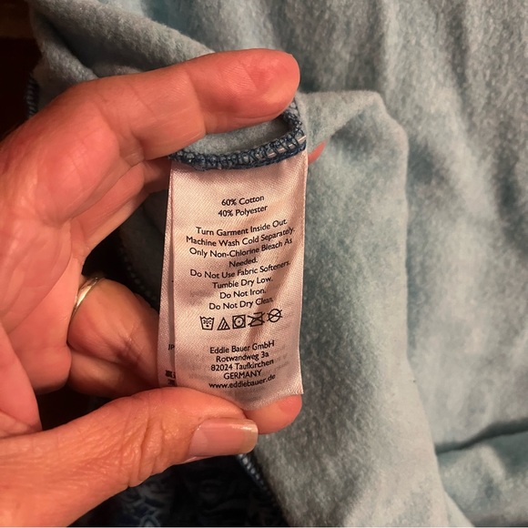 Eddie Bauer Men XL Turquoise All Over Fish Print Fleece Lined Crew Sweatshirt - Picture 7 of 12